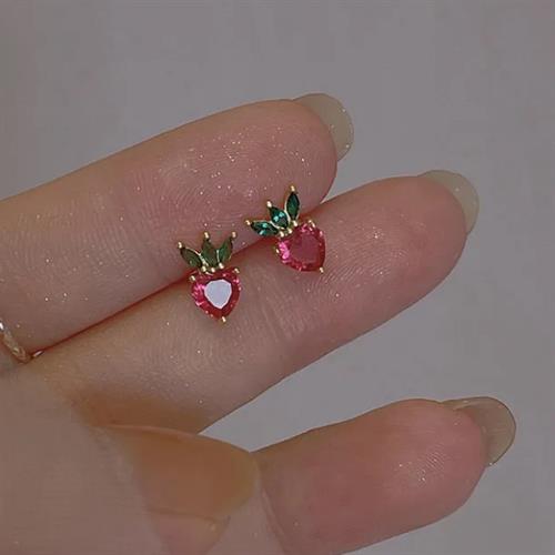 Strawberry crystal Stud Earrings