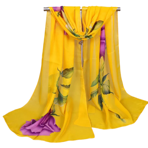 Tørklæde med rose, gul