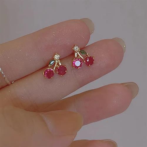 Cherry crystal Stud Earrings