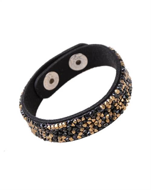 Sorte armbånd med små sten i guld og sort