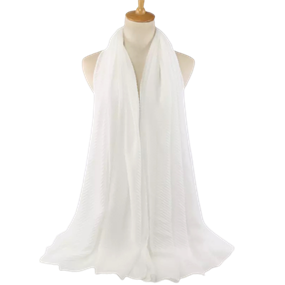 Ensfarvet tørklæde krøl, hvid