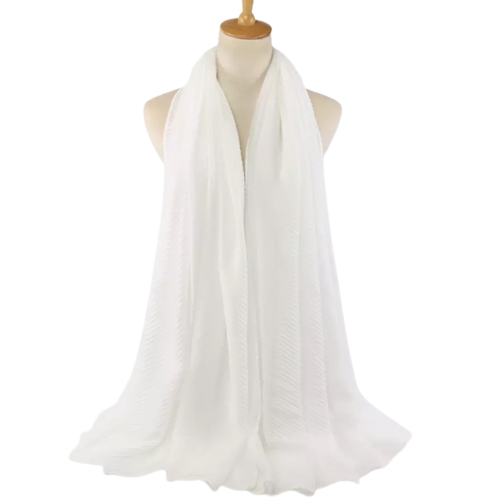  Ensfarvet tørklæde krøl, hvid