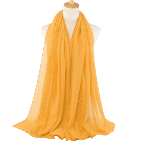  Ensfarvet tørklæde krøl, gul
