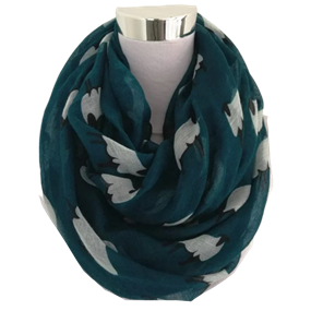  Petroleumsfarvet tubetørklæde med får