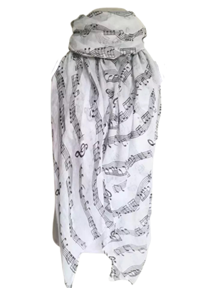 Musik tørklæde, hvid/sort