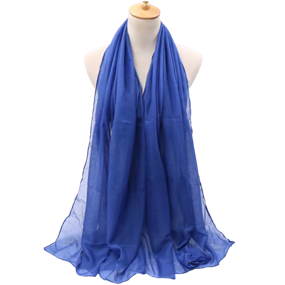  Ensfarvet tørklæde, koboltblå 