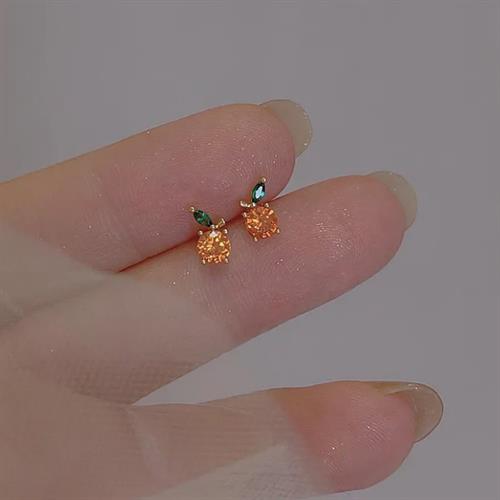 Billede af Orange crystal Stud Earrings