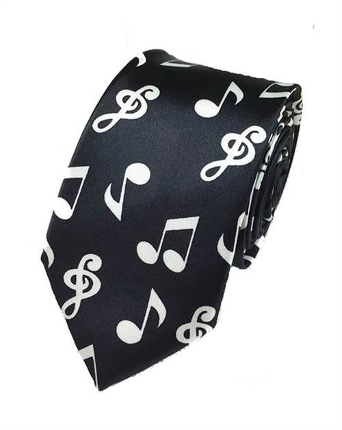 Sorte musikslips med hvide musiknoder