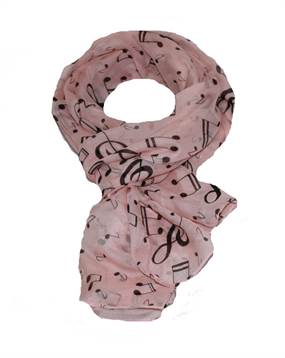 Køb rosa tørklæde med musiknoder