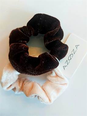 Beige og brun - velour scrunchies