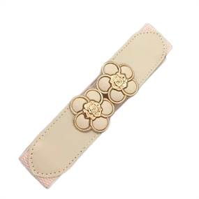      Elastikbælte blomst, beige
