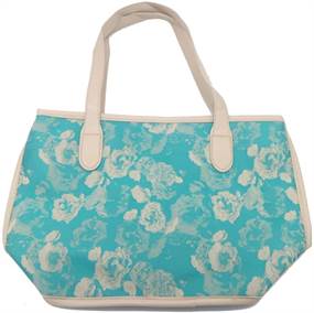 Blå/grøn håndtaske med blomsterprint