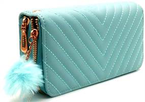 Blå pung m. fluffy kvast