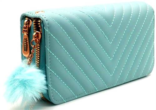 Blå pung m. fluffy kvast