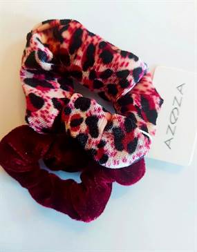 Bordeaux og leopard - velour scrunchies