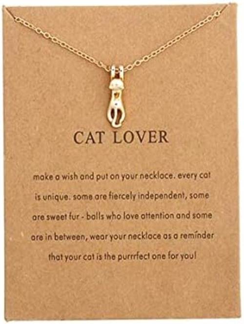Cat lover - forgyldt halskæde m. katte vedhæng
