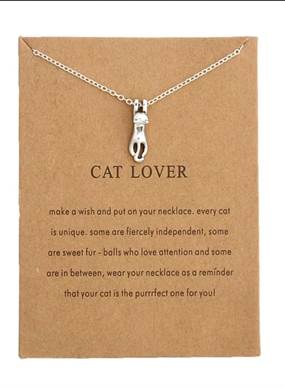 Cat lover - sølvfarvet halskæde m. katte vedhæng