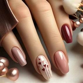 Coffin-shaped press on negle med hjerte design