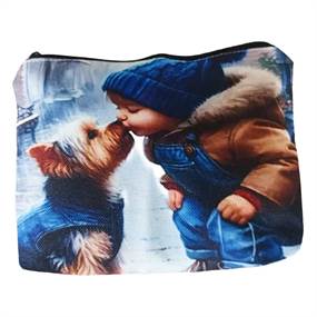 Dreng kysser hund - stoftaske