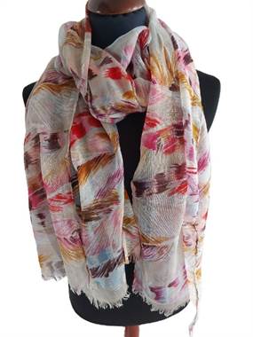 Fjer print tørklæde, beige