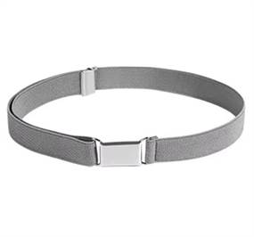 Grå elastikbælte m. enkelt spænde