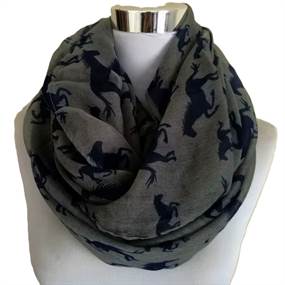 Tubetørklæde m. mørkeblå heste