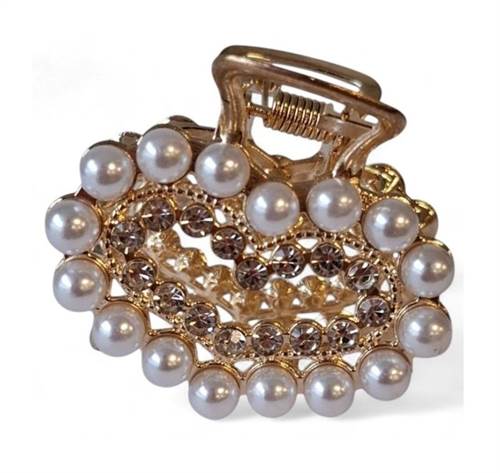 Guldfarvet hjerte hårklemme med perler