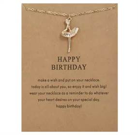 Happy birthday - forgyldt halskæde m. ballerina