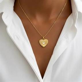 Cor - halskæde med hjerte og perlemor