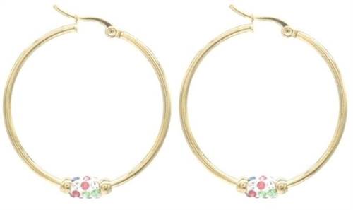 Guldfarvede hoops med farvede sten