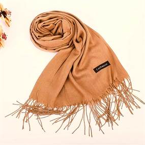 Khaki tørklæde m. frynser