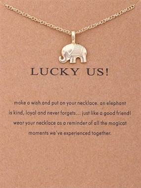Lucky us - forgyldt halskæde m. elefantvedhæng