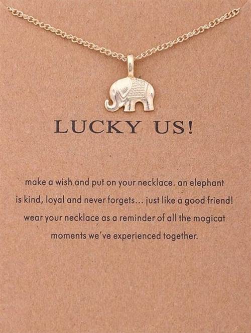 Lucky us - forgyldt halskæde m. elefantvedhæng