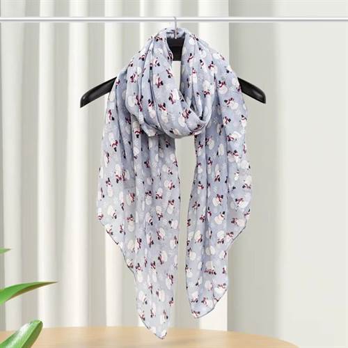 Lyseblåt tørklæde med snemænd