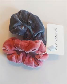 Lyserød og grå - velour scrunchies