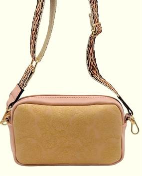 Crossbody taske med præget blomstermønster