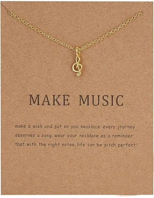 Make music - forgyldt halskæde m. g-nøgle vedhæng
