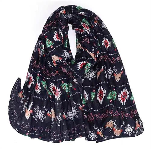 Mørkeblåt tørklæde med julemotiver