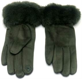 Mørkegrønne handsker m. kunstpels og touch-funktion 