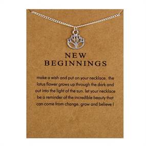 New beginnings - sølvfarvet halskæde m. lotus vedhæng