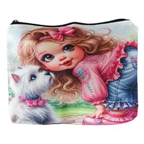 Pige med hund - stoftaske