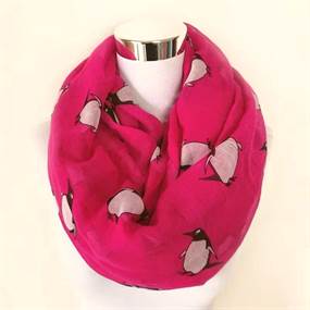 Pink tubetørklæde m. pingviner
