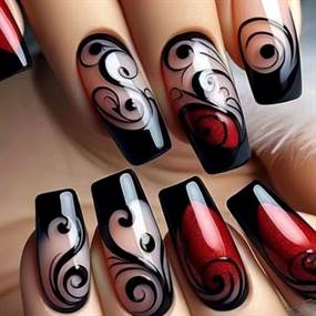 Press on negle - elegant arabesk design