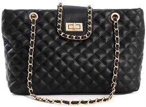 Sort quiltet håndtaske