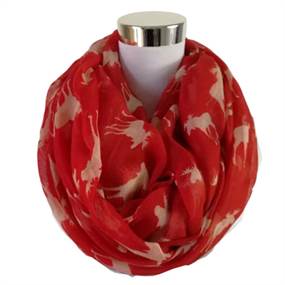 Rødt tubetørklæde m. elge