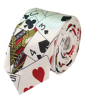 Køb hvidt slips med kortspil til mænd