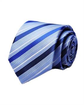 Blåt slips med striber til mænd