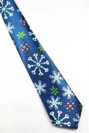 Blåt slips med snefnug print