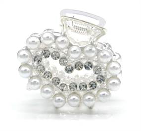 Sølvfarvet hjerte hårklemme med perler