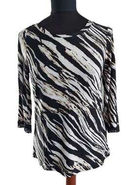 Sort bluse m. zebra inspireret print